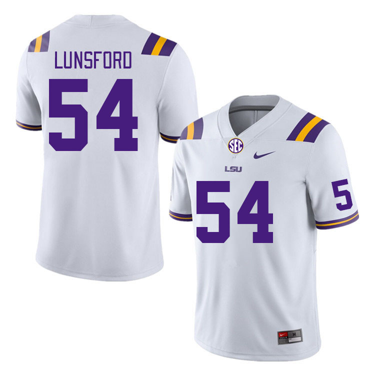 Men #54 Martin Lunsford LSU Tigers College Football Jerseys Stitched Sale-White - Click Image to Close